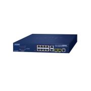 Planet FGSD-1008HPS 8 x Ports PoE+ 10/100Base-TX + 2 x Ports 1GbE RJ-45 + 2 x Shared Ports SFP mini-GBIC Layer 2 Managed Desktop Gigabit Ethernet Switch