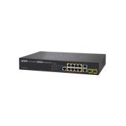 Planet GS-4210-8P2T2S 8 x Ports PoE+ 1000Base-T + 2 x Ports 1GbE RJ-45 + 2 x Ports SFP Layer 2 1U Rack-Mountable Managed Gigabit Ethernet Switch